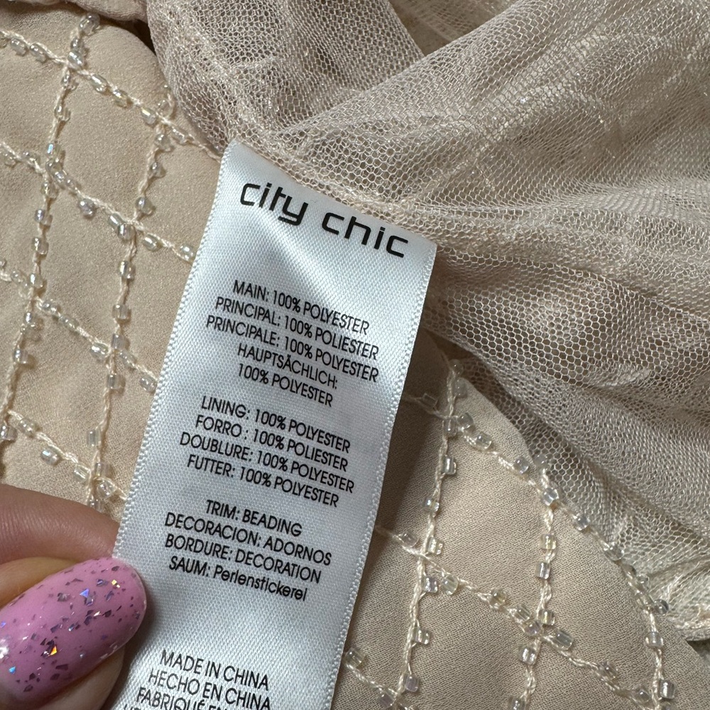 City Chic Tender Kiss Blush Pink Beaded Ballet Tutu Midi Dress w Cape 24 - Picture 6 of 9